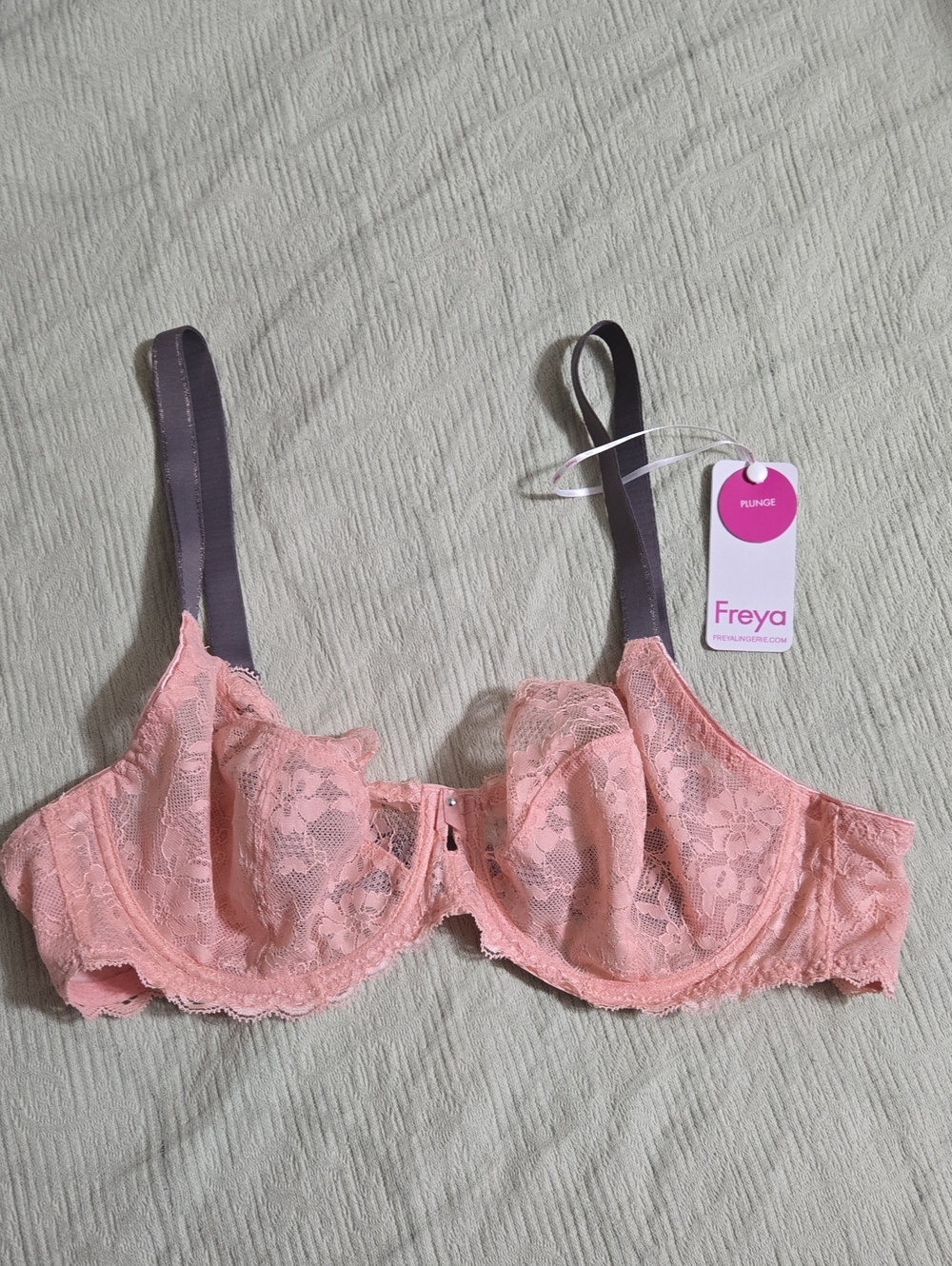 Freya Offbeat Rosehip Lace Plunge Bra with Contrast Straps Size 36D NWT